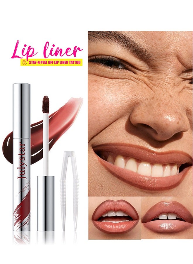 Instant Peel Off Water Proof Lip Liner & Stain -  Long Wear Tattoo Lip Liner with Tweezer, Peel Off Lip Stain with Matte Finish, Long Lasting, Waterproof, Transfer-proof, Highly Pigmented Color #05