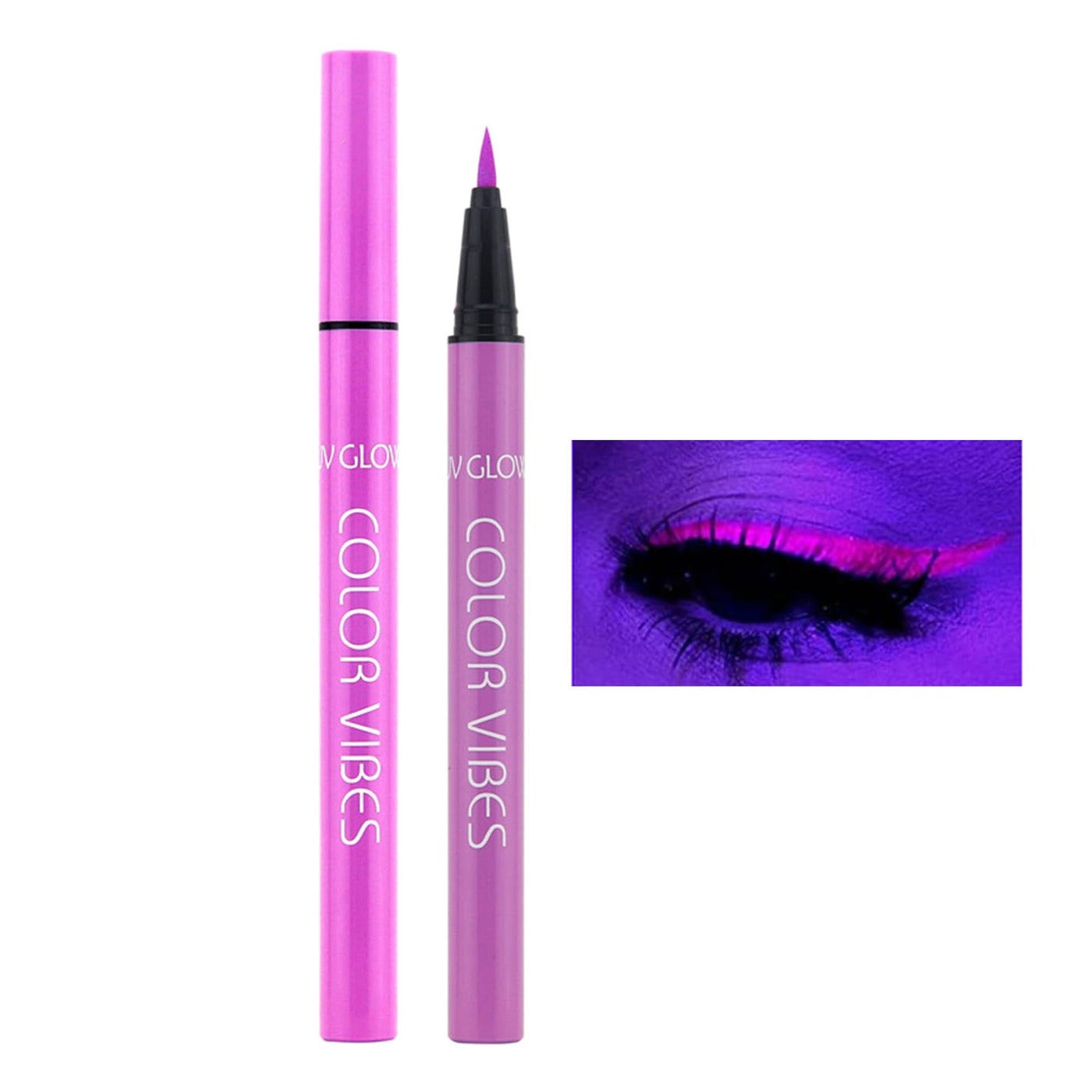 Wismee UV Glow Neon Liquid Eyeliner, Matte Colored Eyeliners Pen, Rainbow Colorful Neon Eyeliner Pencil Pigmented Waterproof Smudgeproof Long Lasting Eye Liner for Halloween Christmas Makeup (Purple)