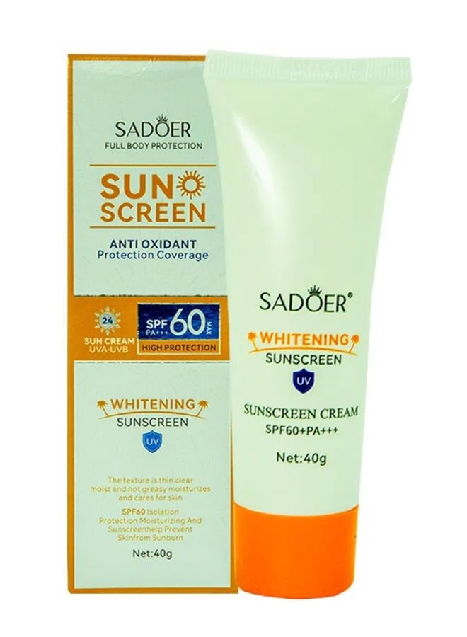 Whitening and Moisturizing Cream, Anti UVUVB, SFP 60,Sun Protection Cream 40g