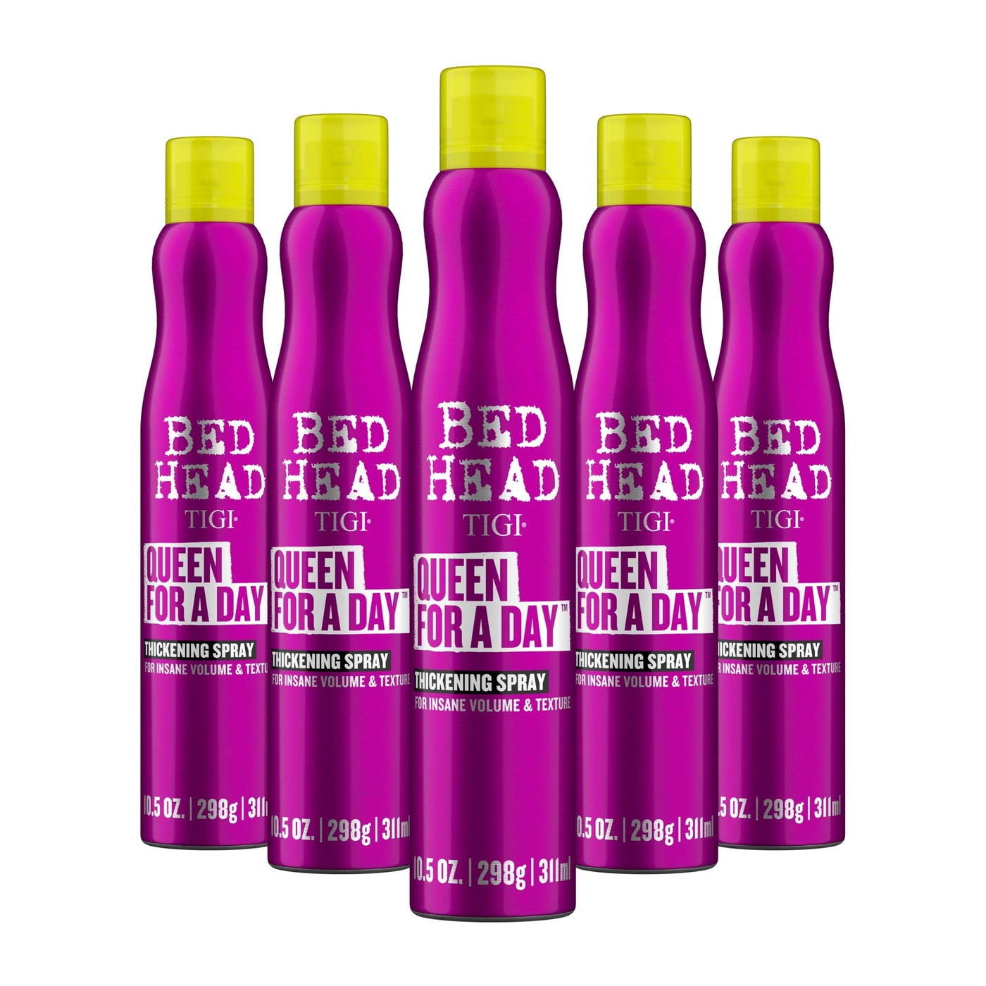 Bead Head by TIGI Queen for a Day Thickening Spray - For Insane Volume & Texture - For Fine Hair - Finish on Wet Hair & Blow Dry - Premium Hair Care Products for Women & Men - 10.5 oz (5 Pack)