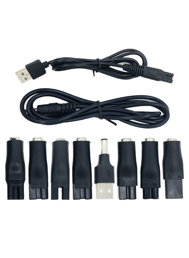 Charger Cord for Most Electric Hair Clipper Trimmer Shaver Razor, Flawless Leg Pedi - 5V DC Cable and Variety Adapters