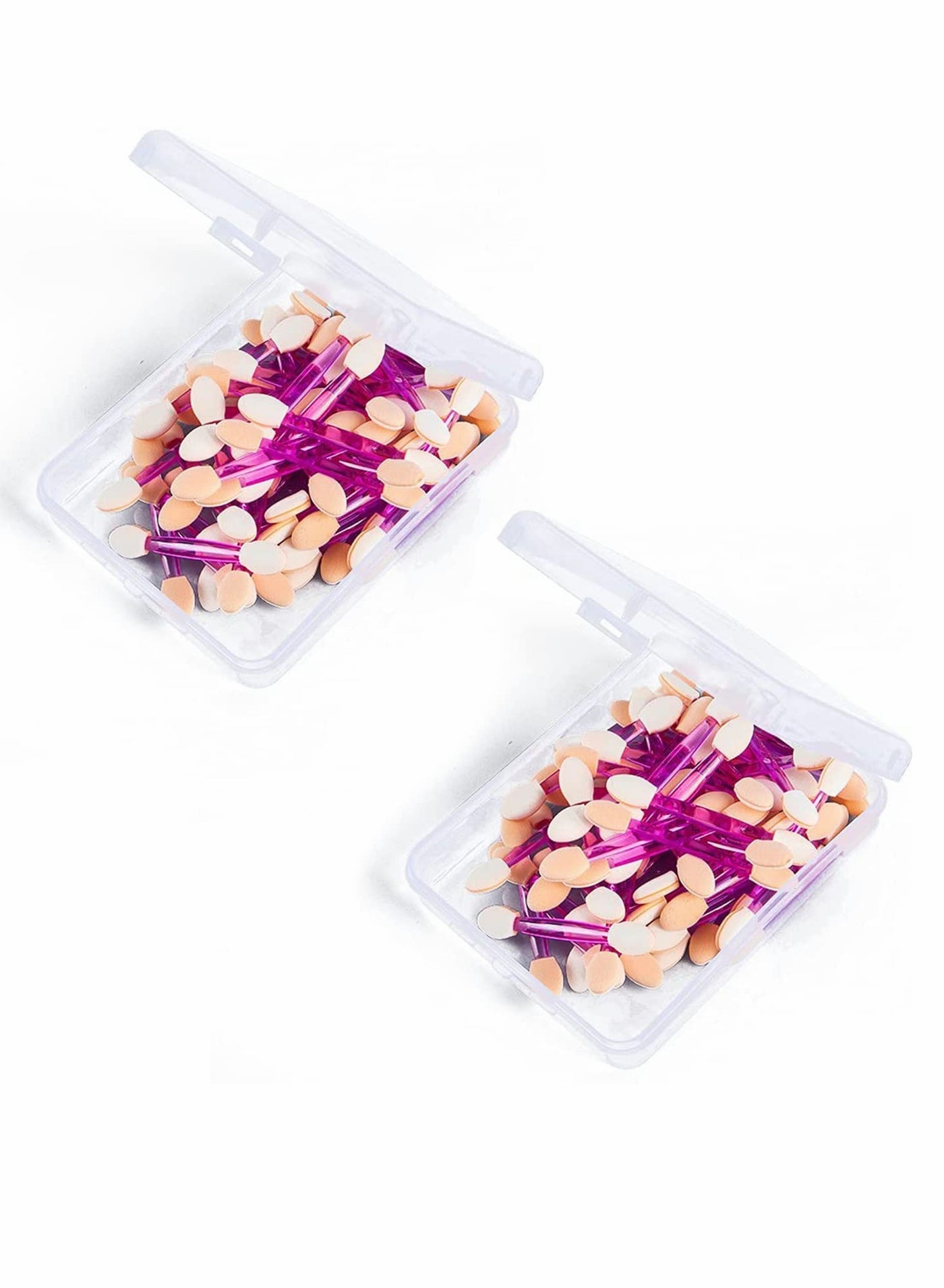 Disposable Eyeshadow Brushes, 100 Pcs Disposable Dual Sides Eye Shadow Sponge Applicators with Container
