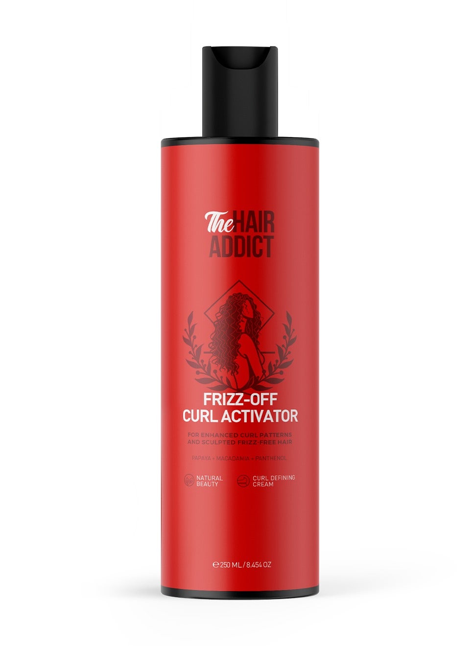 The Hair Addict Frizz Off Curl Activator Cream - Enhanced Curl Patterns & Sculpted Frizz-Free Definition - Lightweight Moisturizing Papaya, Macadamia & Pro-Vitamin B5 Formula - 250 ml