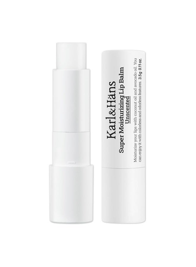 Karl&Hans Super Moisturizing Lip Balm - Unscented with Coconut & Avocado Oil for Lip Repair and Care, Soothes and Hydrates Dry Lips with Natural and Nourishing Formula - 1 Count