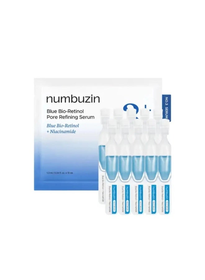 No.3 Serum | Blue Bio-Retinol Pore Refining Serum | Hydrating Soothing Face Serum | Pore Tightening, Firming, Anti-Aging, Korean Skincare | Niacinamide, Retinol, BHA | For All Skin Types 10EA