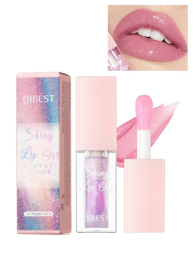 Shiny Lip Oil Lip Gloss Moisturizing Hydrating Nourishing Long Lasting Smooth Shiny Lip Gloss Lip Oil Color Changing Pearlized Lip Oil with Big Brush Head Shiny Lip Oil 03