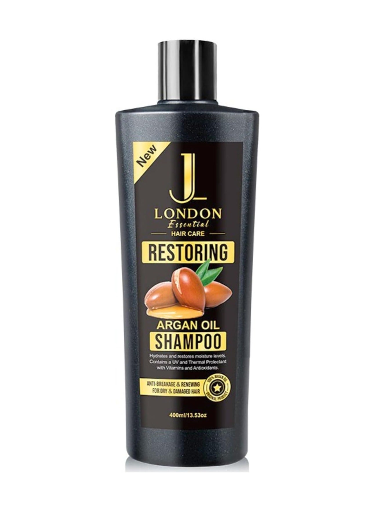 JL Essential Hair Care - Restorative Argan Oil Shampoo for Anti-Breakage and Hair Renewal for Dry and Damaged Hair 400ml