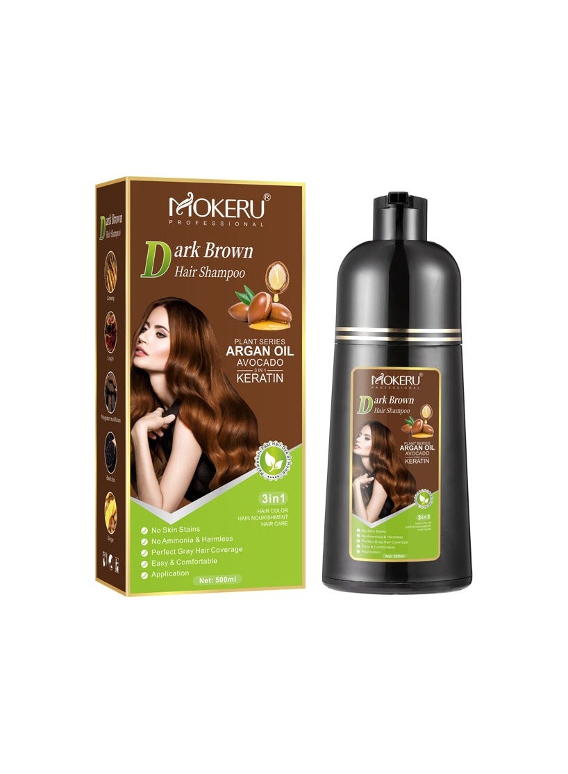 Mokeru Argan Oil Shampoo ,100% Organic Plant Extract Ammonia Free Long Lasting Hair Dye 500ML