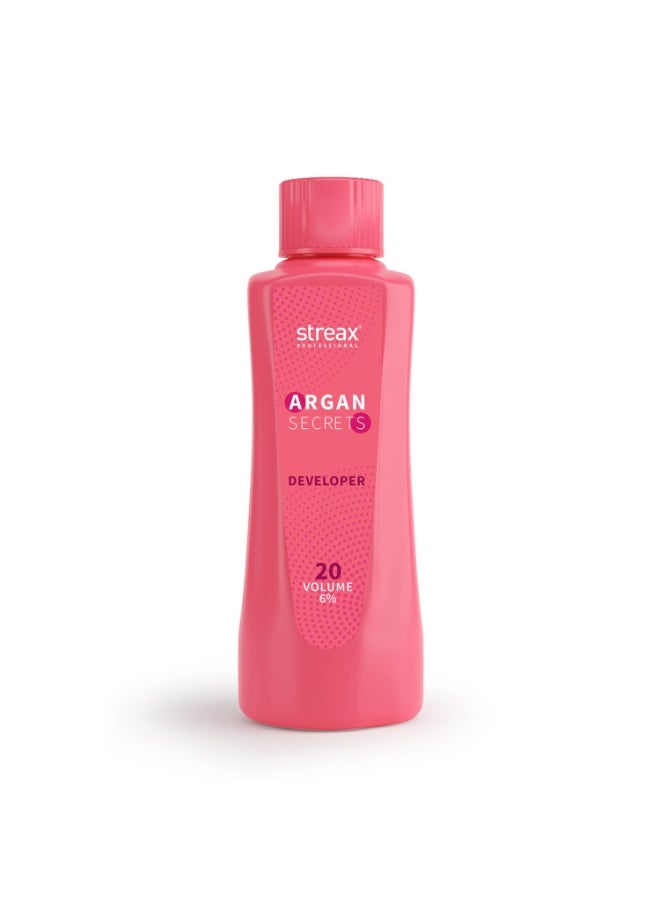 Professional Argan Secret Hair Colourant Developer, Cream Developer for Rich Hair Colour, 20 Volume (6%), 250ml