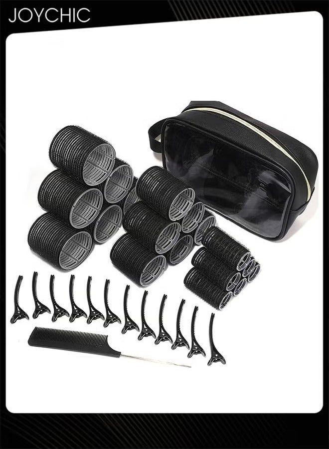 Women Hair Rollers Set with Storage Bag Self Grip Heatless Curling Set for Long and Medium Hair