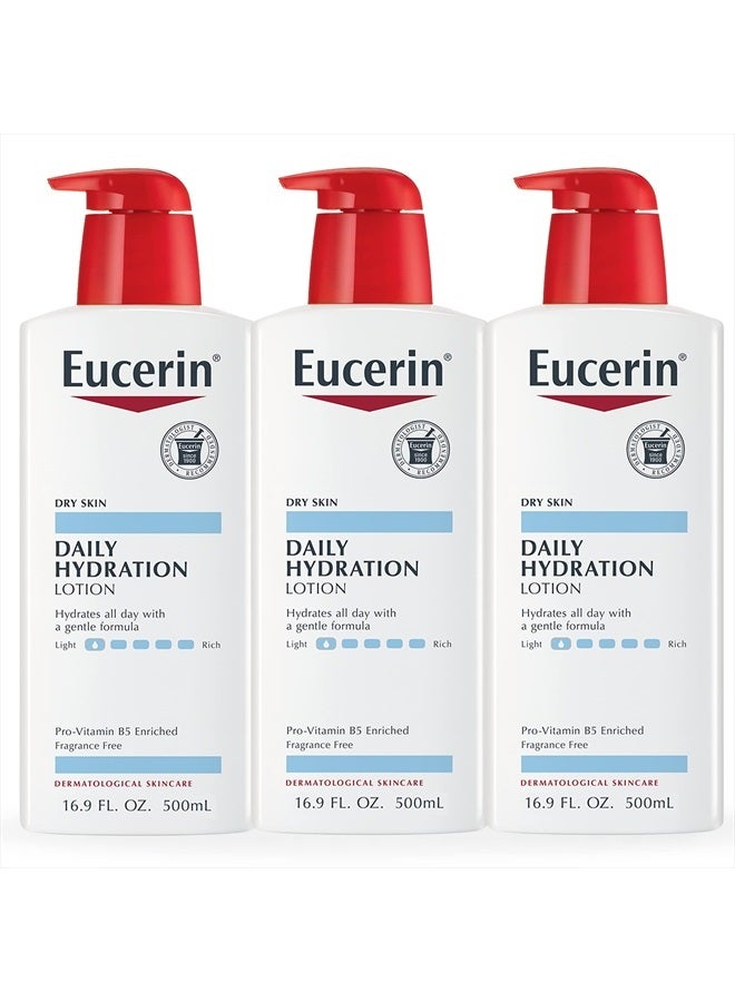 Daily Hydration Lotion - Light-weight Full Body Lotion for Dry Skin - 16.9 fl. oz. Pump Bottle (Pack of 3)