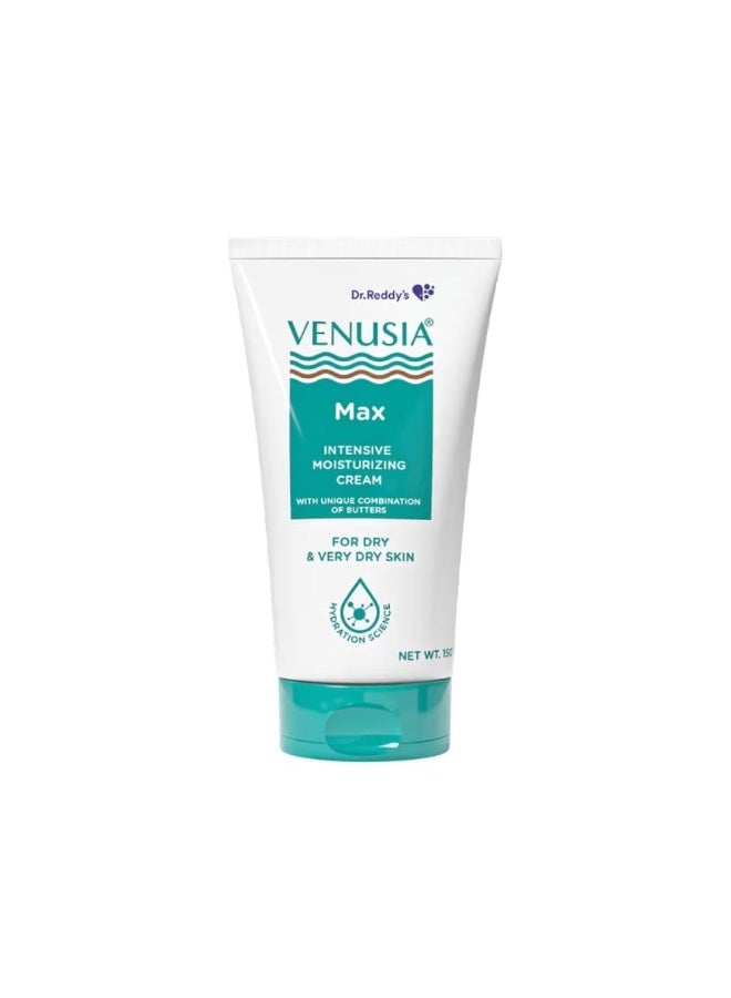 Dr. Reddy's Venusia Max Intensive Moisturizing Cream | Dermatologist Recommended for Dry to Very Dry Skin | Clinically proven for up to 24 hrs. Moisturization | For Face & Body | Cocoa Butter, Mango Butter & Aloe Butter | 150 g.