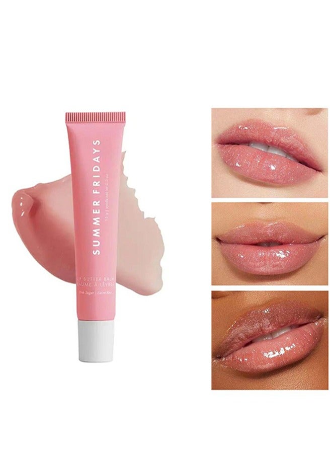 Lip Butter Balm - Conditioning Lip Mask and Lip Balm for Instant Moisture, Shine and Hydration - Sheer-Tinted, Soothing Lip Care  #Pink Sugar