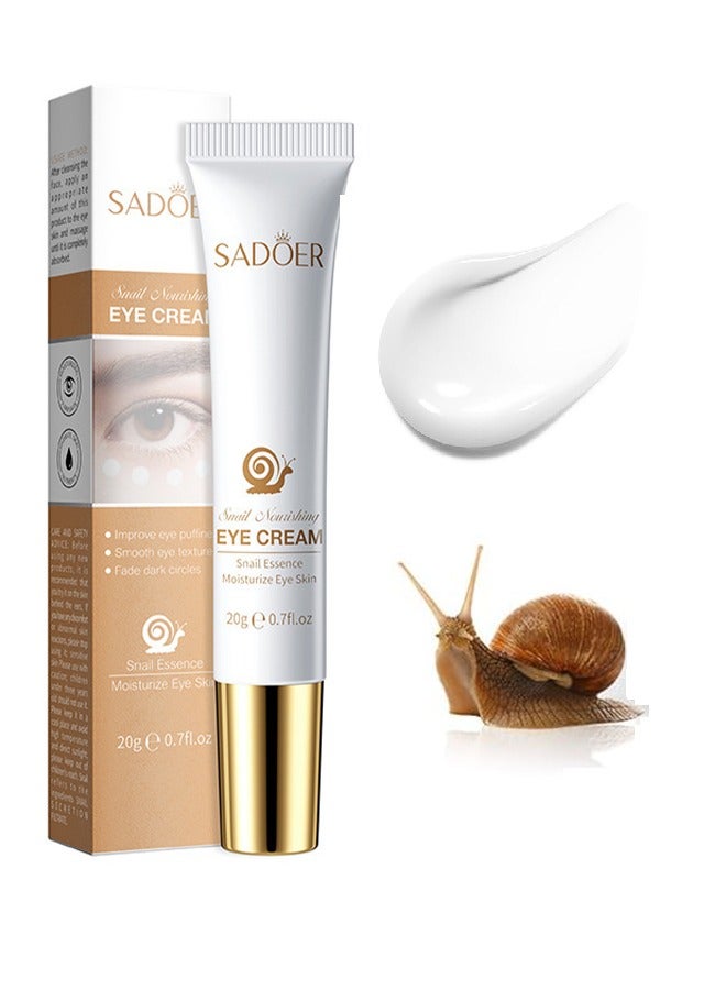 Snail Essence Moisturize Eye Cream , Anti Aging, Exquisitely Repair Skin, Moisturize, Fade Eye Lines, Dark Circles and Black Spots, Shrink Pores and Tighten Skin, Moisturizing Eye Serum, Eye Care 20g