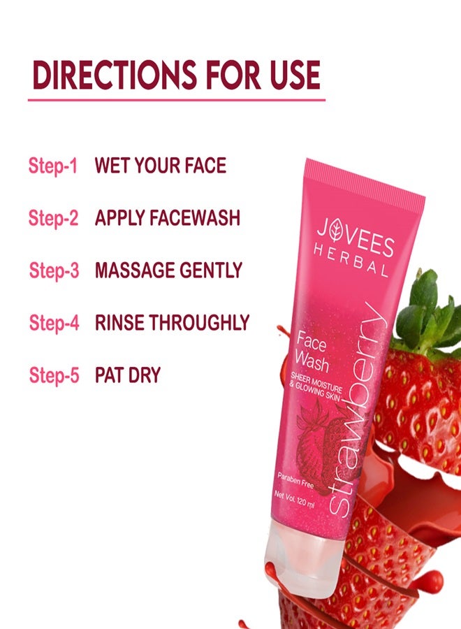 Jovees Herbal Strawberry Face Wash 120ml | With Strawberry Extract | Hydrating, Brightens Skin & Reduces Pigmentation | For Normal To Dry Skin - image 3