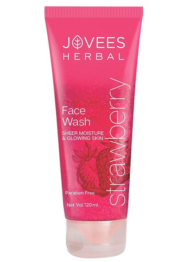 Jovees Herbal Strawberry Face Wash 120ml | With Strawberry Extract | Hydrating, Brightens Skin & Reduces Pigmentation | For Normal To Dry Skin