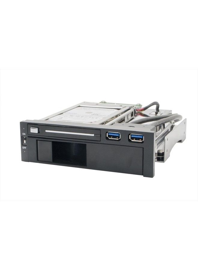 SY-MRA55006 5.25" Bay Tray Less Mobile Rack for 3.5" and 2.5" Sata III HDD with Extra 2 Port USB 3.0, Black/White