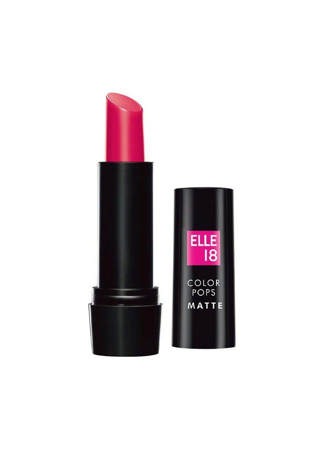Elle 18 Color Pops Matte Lipstick, Deep Pink, Moisturising Bullet Matte, with Vitamin E, Highly Pigmented, Infused with Jojoba Oil and Shea Butter | 4.3 g