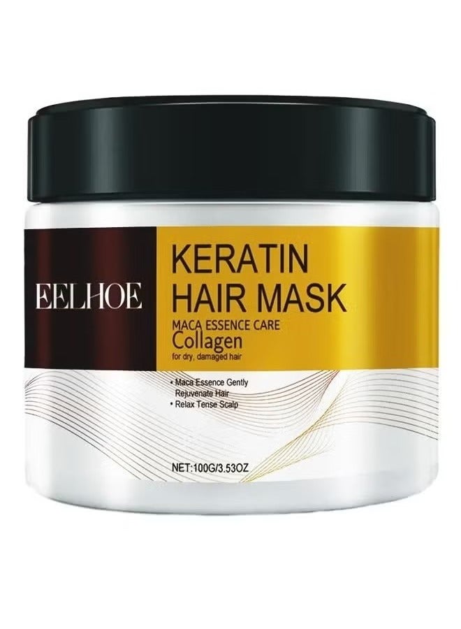 EELHOE Collagen Hair Treatment Deep Repair Conditioning Argan Oil Collagen Hair Mask Essence for Dry Damaged Hair All Hair Types 100g