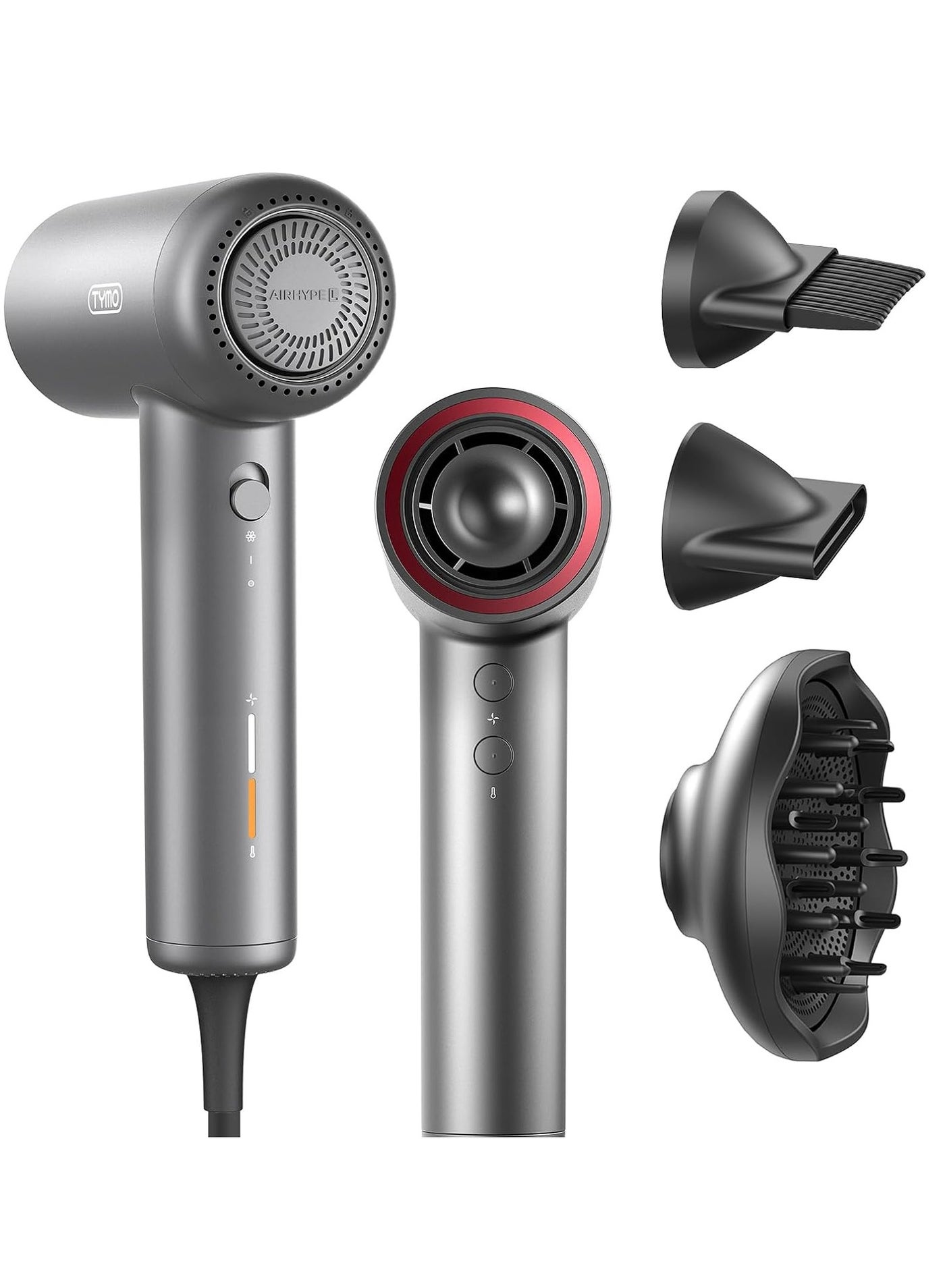 Airhype Lite Hair Dryer With 3 Nozzles, HC602 – Grey