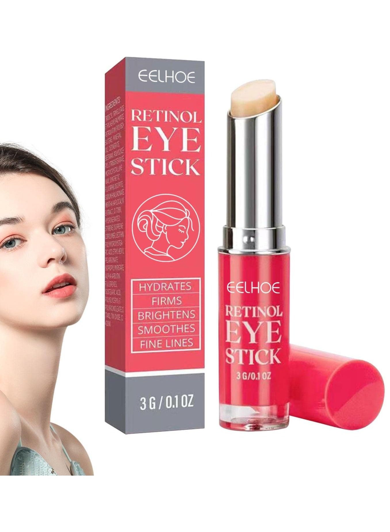 Retinol Eye Stick With Collagen And Hyaluronic Acid For Dark Circle Puffiness Eye Bags And Fine Lines Retinol Eye Cream Eye Brightener Stick Under Eye Cream For Anti Aging Improve Eye Skin