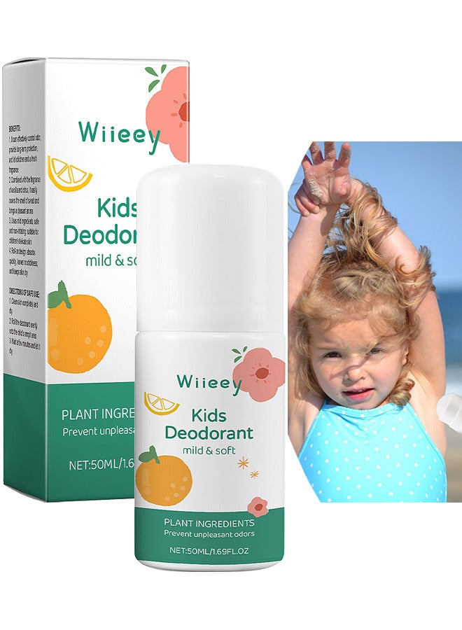 Natural Deodorant For Kids And Teens, Aluminum Free, Alcohol-Free, Paraben Free, 24 Hr Odor Protection, Clean Fresh Scent, Kids And Tweens, Hypoallergenic Deodorant 50ML (White)