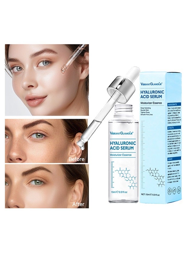 Hyaluronic Acid Serum，Pure Hyaluronic Acid Serum Hides Wrinkles Enhances Elasticity Anti Aging 15ml