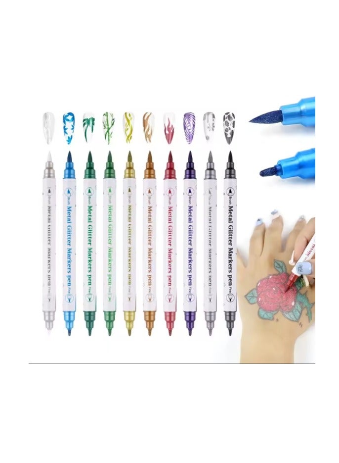 10 Color 3D Nail Art Pens Set Nail Polish Pens Nail Point Graffiti Dotting Pen Drawing Painting Liner Brush For Diy Nail Art Beauty Adorn Manicure Tools