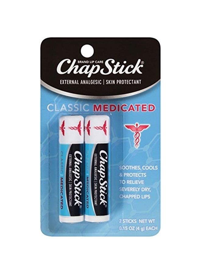 Chapstick Classic Medicated Lip Balm & Skin Protectant Tube, Relieves Chapped Lips, 0.15 Ounce Each (1 Blister Pack of 2 Sticks), 2 Count (Pack of 1)