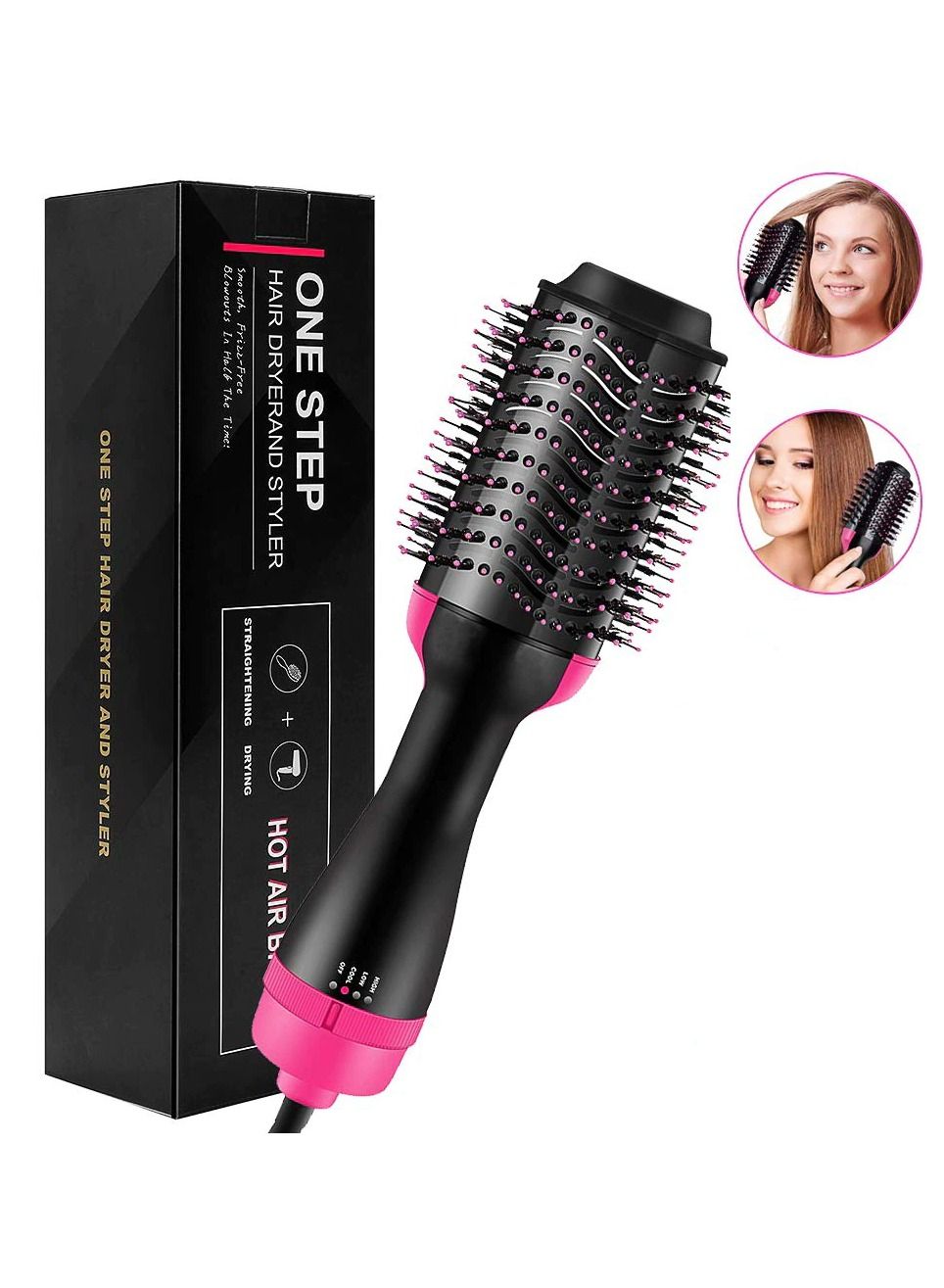 3 in 1 Hair Dryer & Volumizer, 1 Step, Professional Hot Air Brush, Comb, Curling Iron, Hair Straightener Brush