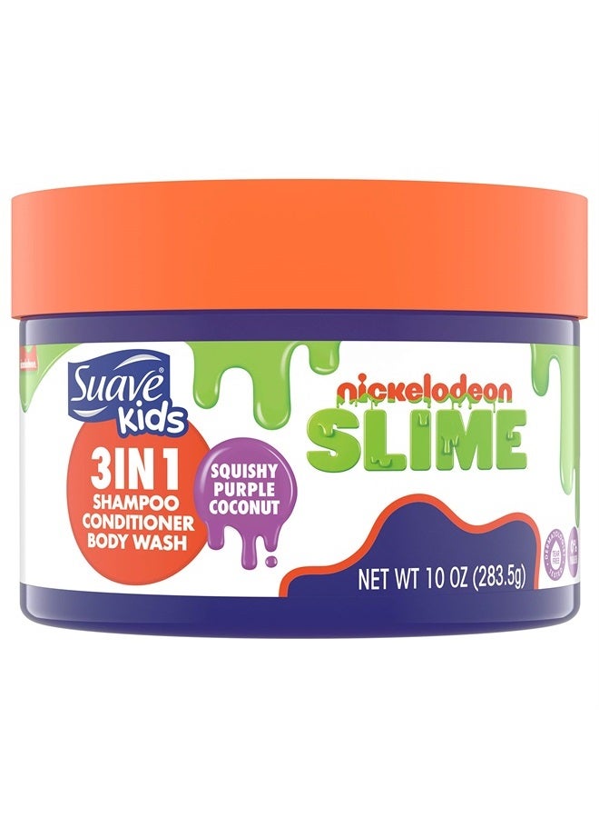 Kids Shampoo, Conditioner, Bodywash 3 in 1 For Ease Squishy Purple Coconut Tear-Free 10 oz