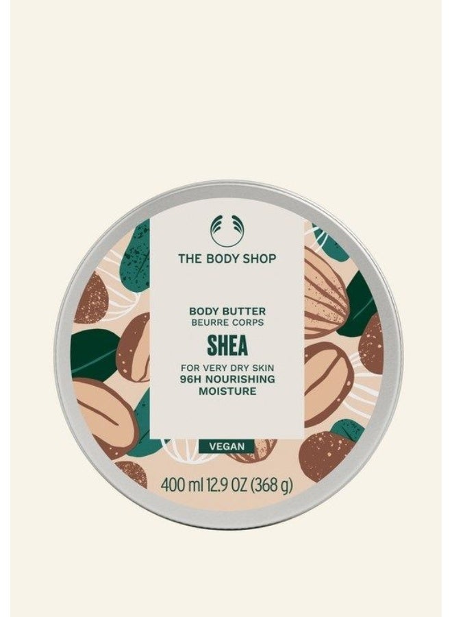 Shea Body Butter – Intensive Nourishment for Very Dry Skin | 96hr Moisture | Soft, Smooth & Non-Greasy | Rich Buttery Texture with Nutty Scent, 400 ml