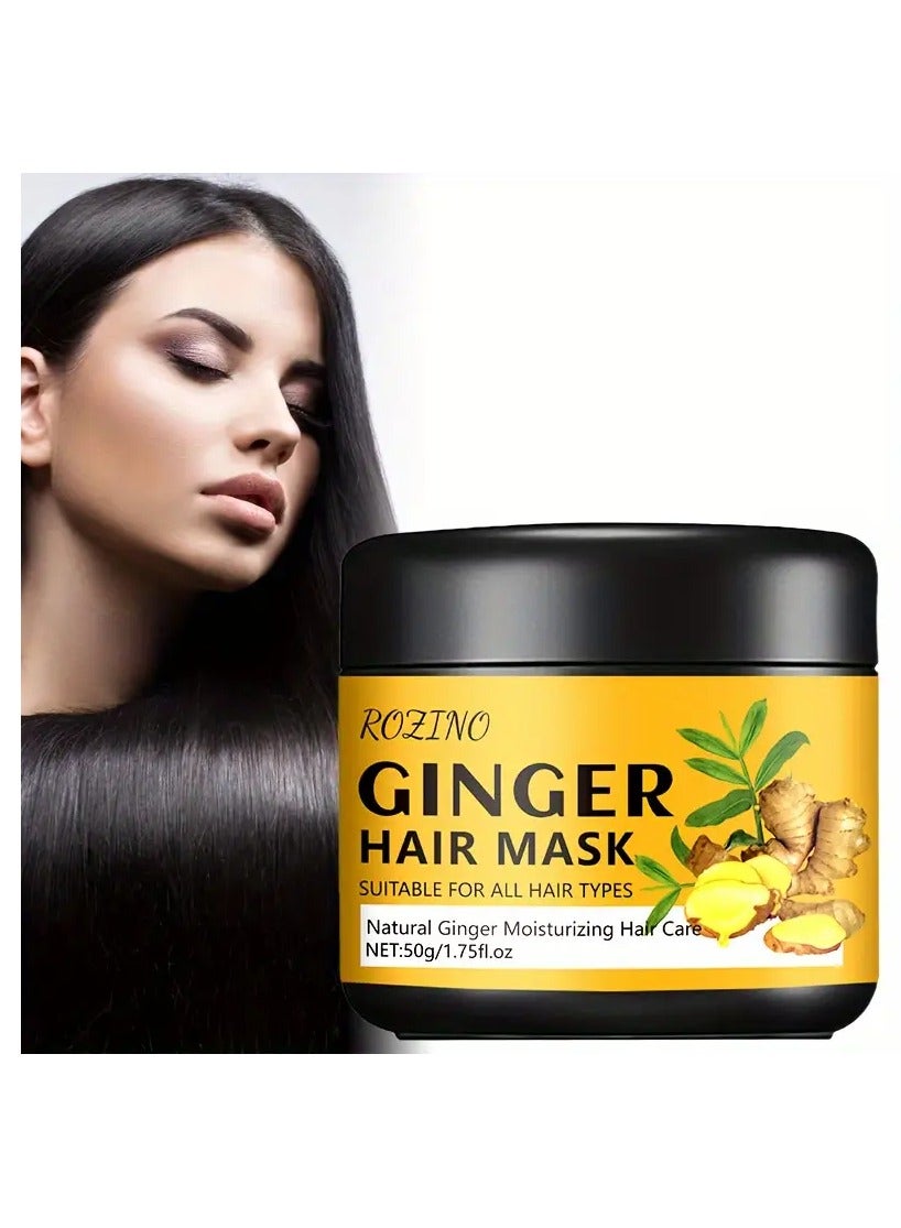 Rozino Ginger Hair Mask, 50g - Deep Moisturizing & Smoothing for All Hair Types, Natural Ginger Extract for Damaged & Dry Hair, Alcohol-Free, Hair Smoothing Product|Ginger Hair Care|Intense Moisture Boost