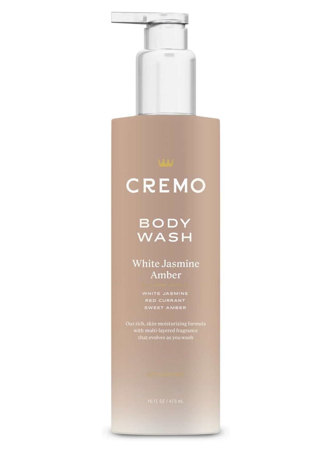 Cremo Skin Moisturizing White Jasmine Amber Women's Body Wash, Notes of White Jasmine, Red Currant, and Sweet Amber, 16 Fl Oz