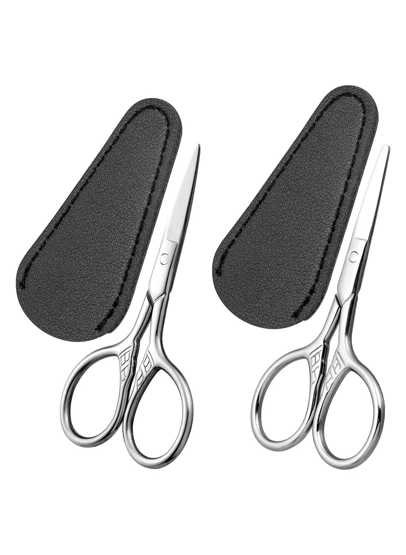 Eyebrow Scissors Small Scissors Nose Hair Scissors for Hair Eyebrows Nose Hair Beard Eyelashes Cuticle Stainless Steel Fine Straight Tip Nose Hair Scissors 1 round 1 pointed head