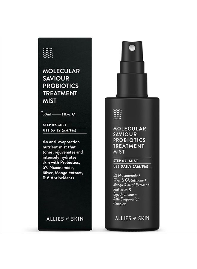 Molecular Saviour Treatment Mist: Niacinamide, Glutathione. Face Spray for Hydration and Antioxidant Protection. Counteracts Jetlag and Fatigue 1.7 oz / 50 ml