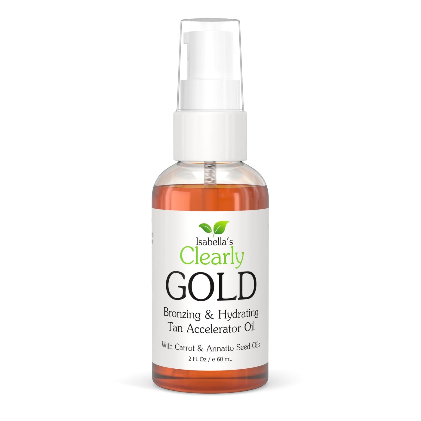 Isabella's Clearly GOLD, Natural Indoor and Outdoor Tanning Oil with Bronzer | Moisturizing Sun Tan Accelerator for a Healthy Bronze Glow with Carrot Seed Oil | Made in USA