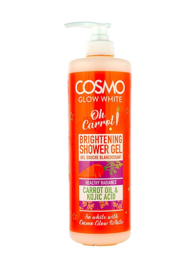 Cosmo Glow White Brightening Shower Gel 1000ml Carrot Oil & Kojic Acid Healthy Radiance Help Reduce the Appearance of Brown Spots Gently Cleanses