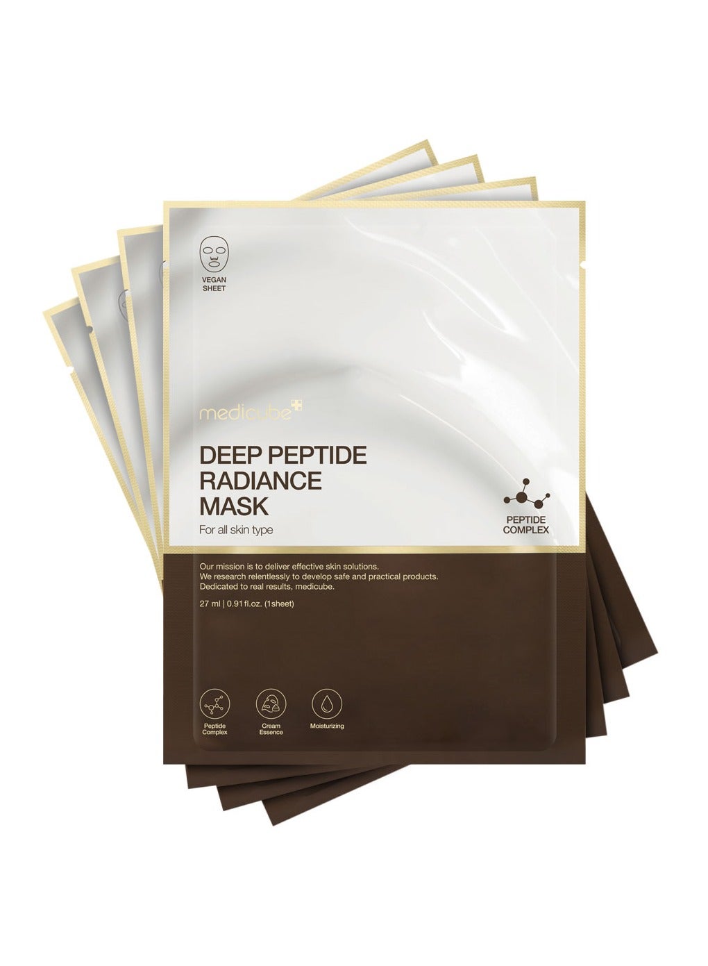Deep Peptide Radiance Mask | Hydrating, Elasticity-Enhancing, & Plumping Facial Mask | Quadruple Peptide & Hyaluronic Acid | Vegan-Approved Sheet Mask | K-Beauty Skincare |  4 Packs Only