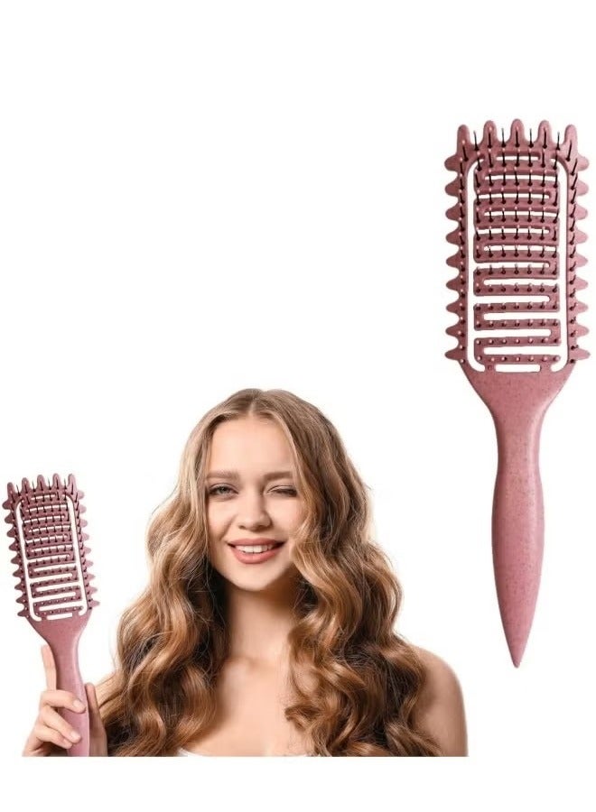 2024 Newest Vented Curly Hair Brush, Bounce Curl Define Styling Brush, Wet Dry Detangler Hair Brush, The Essential Tool For Shaping and Styling Your Curls, Achieve Perfectly Defined Curls (Pink)