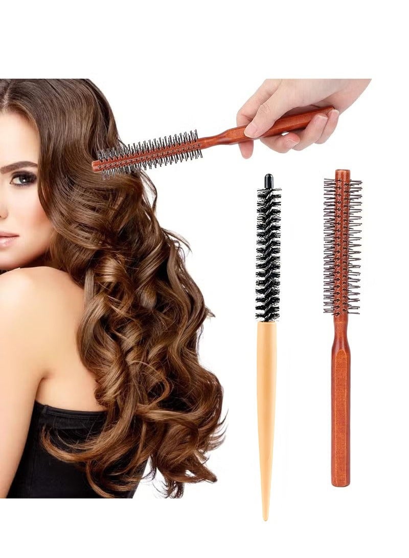 Round Brush for Short Hair, Round Styling Hair Brush Curling Roller Hairbrush Small Wood Brush, Unisex Round Wooden Hair Styling Tool Curling Hair Brush for Blow Drying Home Use
