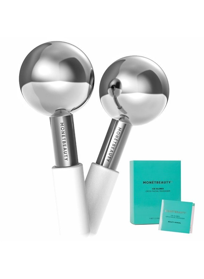 Stainless Steel Ice Globes for Facials (Silver), Durable Cryo Globes Instantly Reduce Puffiness, Tighten Pores and Sinus Relief, Face Globes for Facial Massages and Daily Beauty Routines