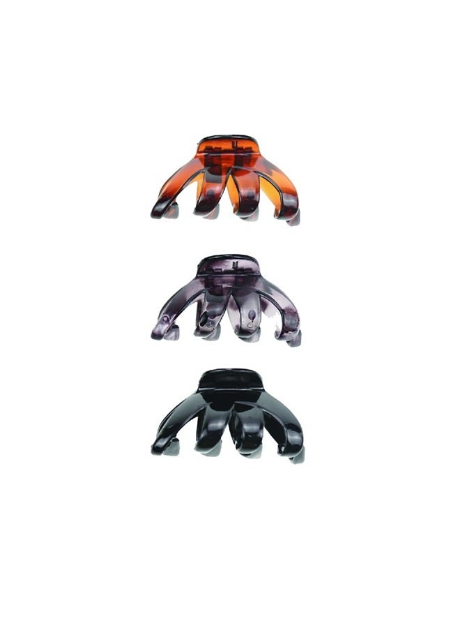 Women Crystal Plastic Hair Claw for Thin to Medium Thick Hair, Beauty Basic Jaw Clip for Girls Accessories (3 colors)