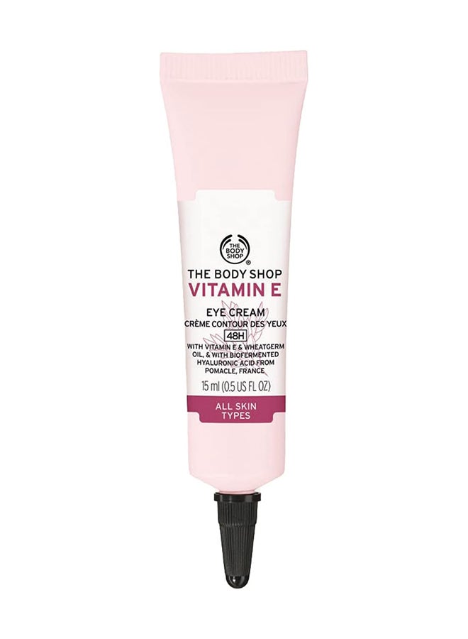 Vitamin E Eye Cream – Hydrating & Brightening Cream with Hyaluronic Acid, Reduces Appearance of Fine Lines, Smooths & Refreshes Delicate Under Eye Skin, Suitable for All Skin Types, 15ml
