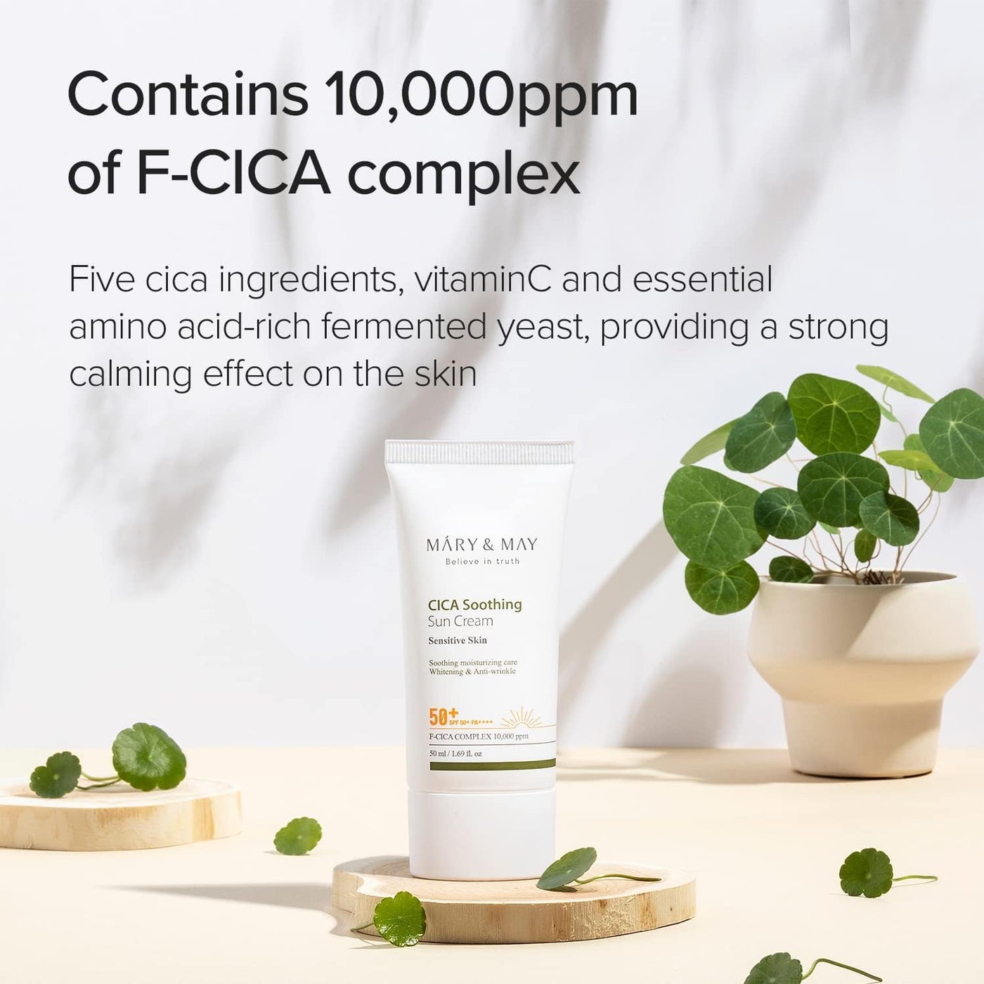 Vegan CICA Soothing Sun Cream SPF50+ PA++++ - Lightweight Korean Sunscreen with Centella Asiatica, Niacinamide & Hyaluronic Acid, 50ml - image 3