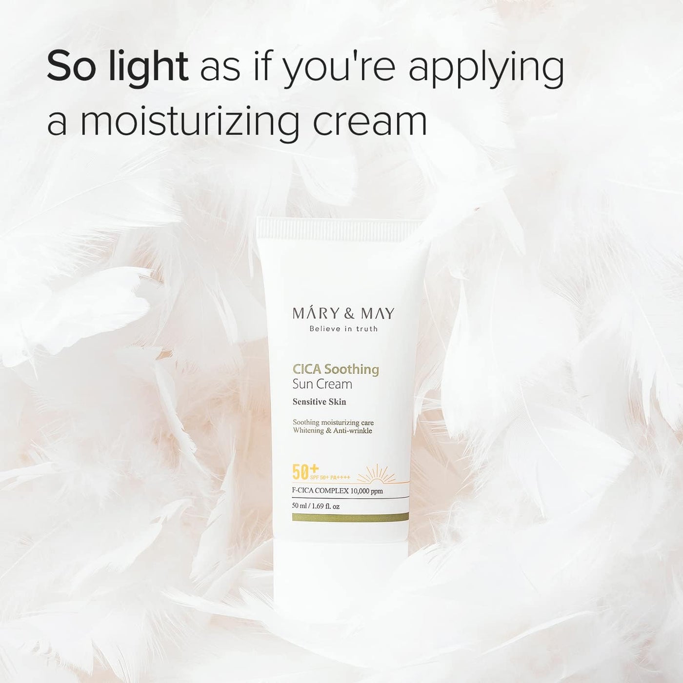 Vegan CICA Soothing Sun Cream SPF50+ PA++++ - Lightweight Korean Sunscreen with Centella Asiatica, Niacinamide & Hyaluronic Acid, 50ml - image 5