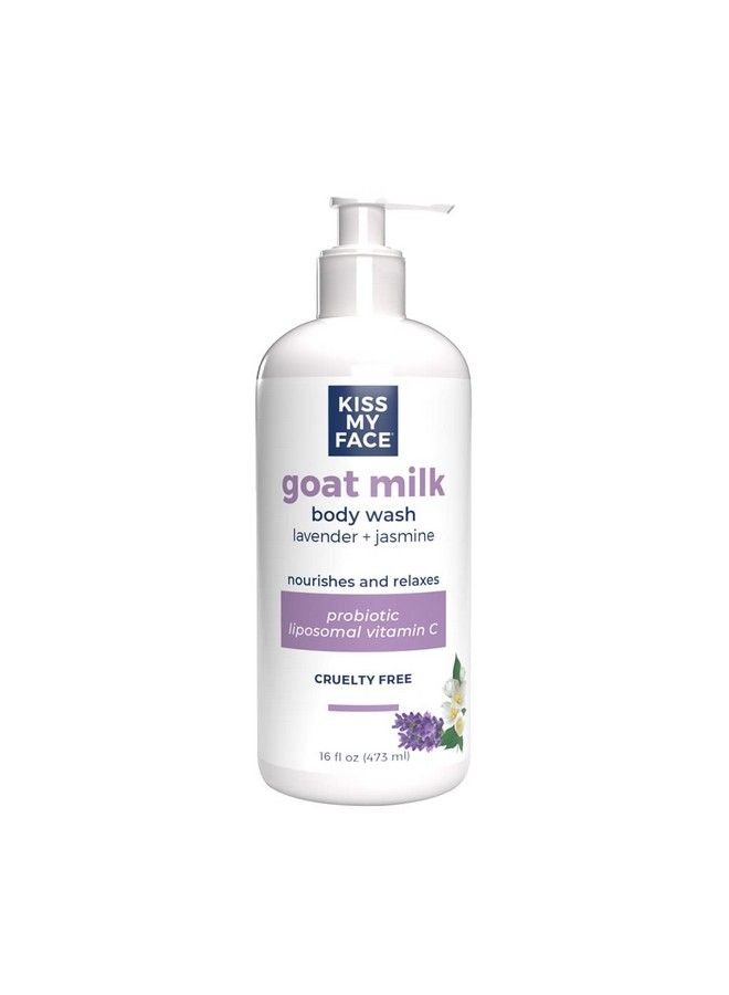 Kiss My Face Goat Milk Body Wash - Lavender & Jasmine Body Wash with Goat Milk and Argan Oil - 16 Ounce Bottle (Lavender & Jasmine, Pack of 1)