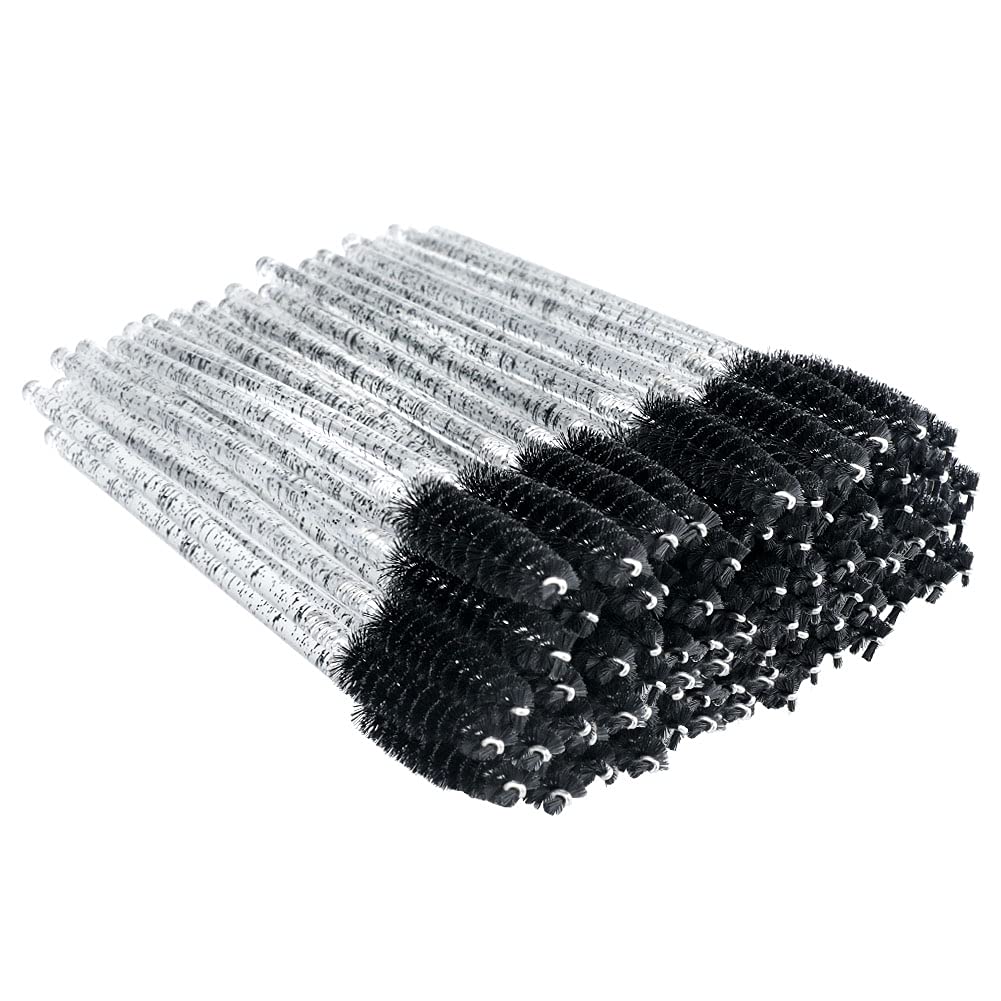 G2PLUS 100PCS Crystal Eyelash Brushes, Mascara Wands Applicator Makeup Kits, Adjustable Lash Spoolies for Eyelash Extensions and Eyebrow Brush (Black)