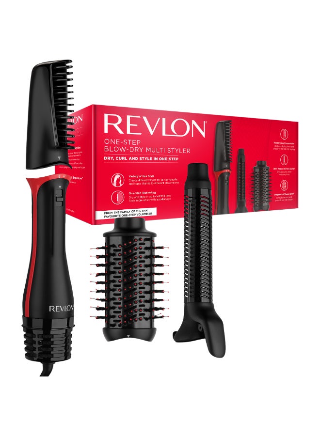 Revlon One Step Blow-Dry Multi Styler - 3 in 1 Dry, Curl and Volumizer with 3 Attachments - Detachable Head, Curler, Dryer, Styler, 4 Settings - 360 Airflow curler - RVDR5333 Black