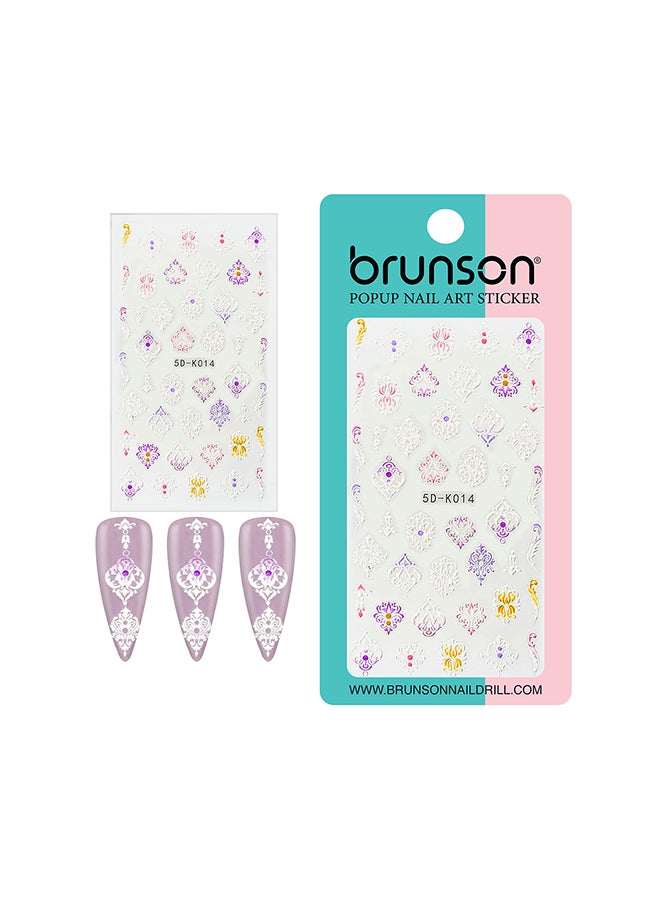 5D Flower Decals Exquisite Self Adhesive Nail Art Decoration Stickers 5D-k014